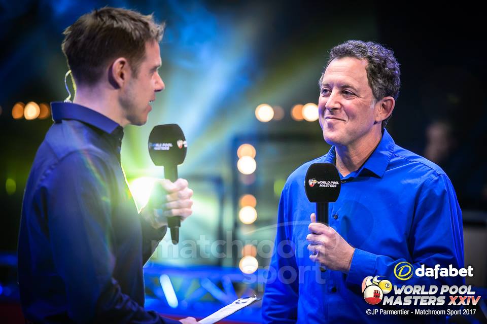 Ted Lerner presenting the 2017 World Pool Masters in Gibraltar. 